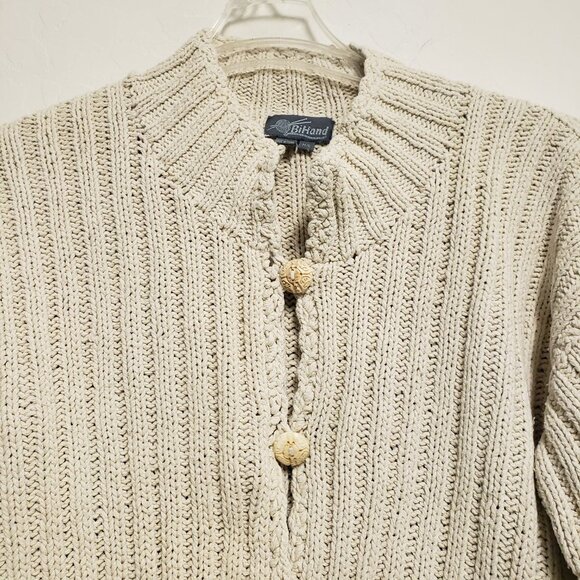 Vintsge BiHand cable knit Sz M/L 80% Silk 20% Nylon ceramic buttons - Picture 4 of 12